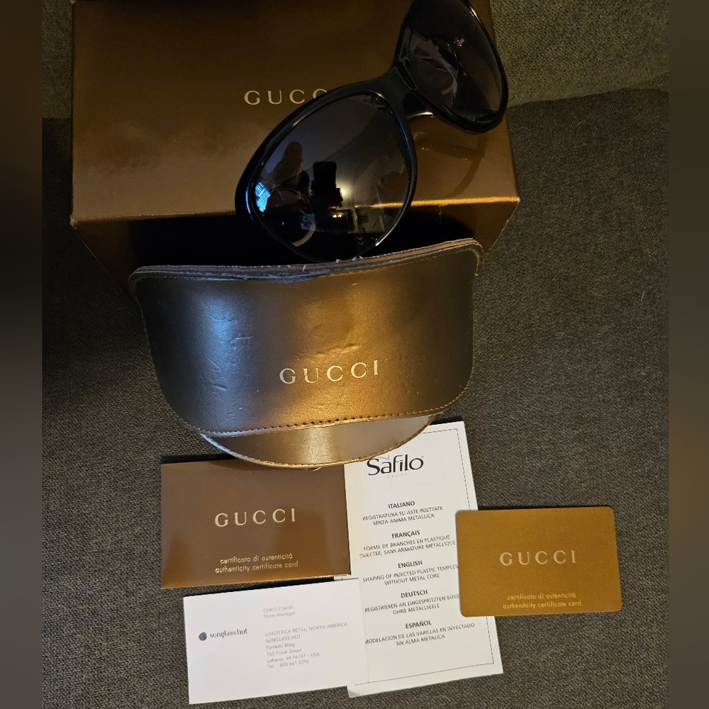 Gucci Black and Gold Sunglasses with Iconic Branding